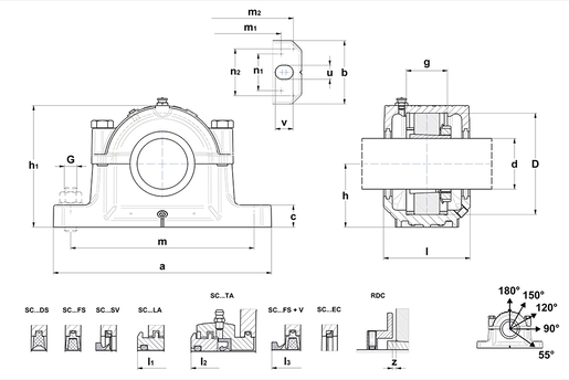 Разъемный подшипниковый корпус SNR SNC (D) SNC616